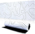 Mouse Pad Gaming Mousepad, 31.5 x 11.8in Large Desk Mat Keyboard Pads Extend Long XL Mouse Mat with Non-Slip Base Desk Accessories for Home Office Keyboard Mouse (White Topographic)