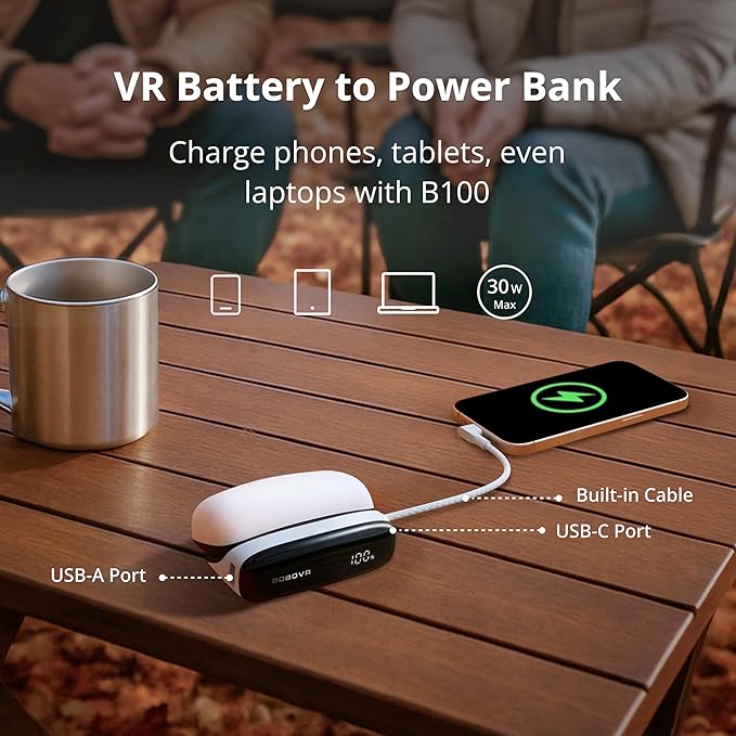 BOBOVR PD100 Combo,10000mAh Portable Power Bank, 30W PD Laptop Charger Compatible with MacBook Pro/Air, iPhone 17/16/15, Hot-Swappable External Battery for Unlimited Power