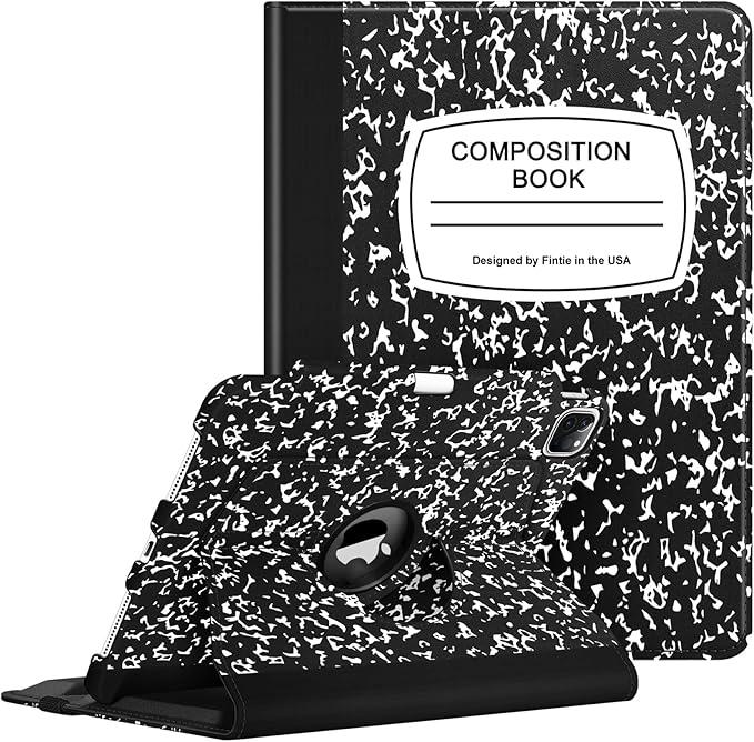Fintie Rotating Case for iPad Pro 11-inch (4th / 3rd Generation) 2022/2021-360 Degree Swiveling Stand Cover w/Pencil Holder, Auto Sleep/Wake, Also Fit iPad Pro 11" 2nd/1st Gen, Composition Book