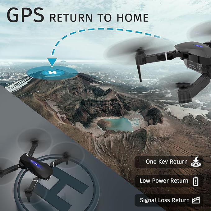 X9 4K GPS Drone with Camera for Adults Beginners, Foldable FPV RC Quadcopter, Optical Flow Positioning, Auto Return, Follow Me, Trajectory Flight, 3D Flip, Modular Batteries
