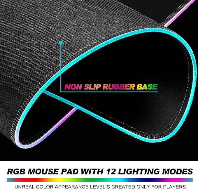 RGB Pretty Pink Love Bows Gaming Desk Mat, Computer Keyboard Large Extended Long Girly LED Mouse Pad for Office and Home, XL (W13)