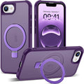 SKYLMW Compatible with iPhone 16e Case & iPhone 17e Case 6.1" with Invisible Magnetic O-Ring Stand Military-Grade Translucent Phone Cases [Compatible with Mag-Safe][Great Grip Feeling], Purple