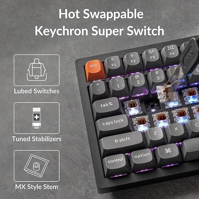 Keychron K4 Max Mechanical Keyboard Wireless with Number Pad, 2.4 GHz/Bluetooth 5.1/Wired Custom Keyboard with 100 Keys, Programmable RGB Backlight Hot-Swappable for Mac Windows Linux