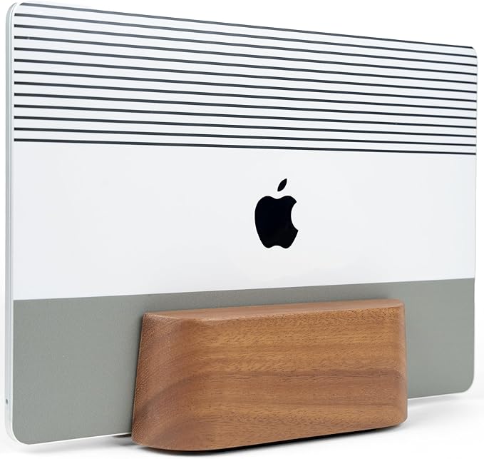 COREMINDED Adjustable Vertical Laptop Stand for Desk, Wooden Laptop Holder, MacBook Pro Stand, Wood Mac Air Dock (Solid Walnut)