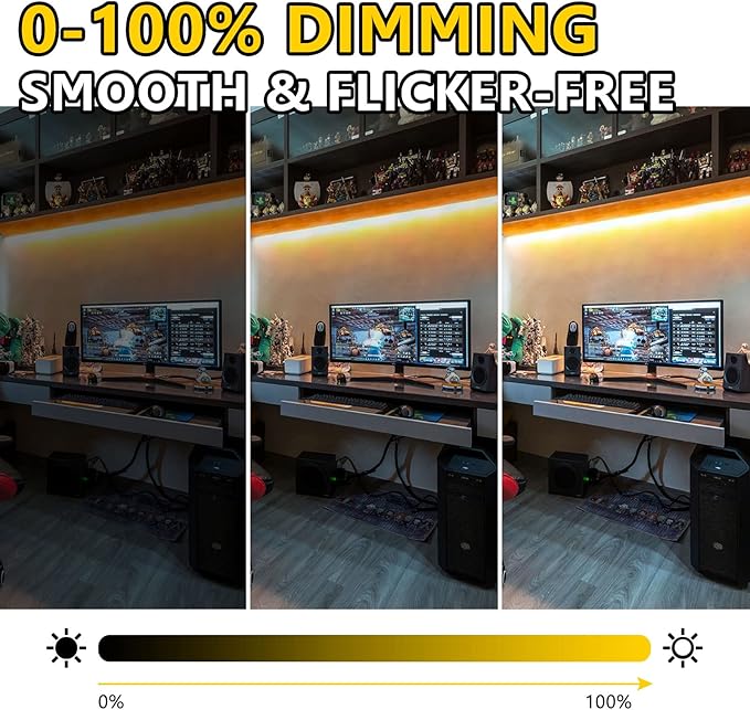 EMITEVER COB LED Strip Lights Warm White, 2700K Tape Light Premium High Density, DC 24V, 305+Lumens/ft, 1200LEDs/Spool, Ra 90+, 8.2ft, 3W/ft, UL Listed 5 Year Warranty (Power Supply Sold Separately)