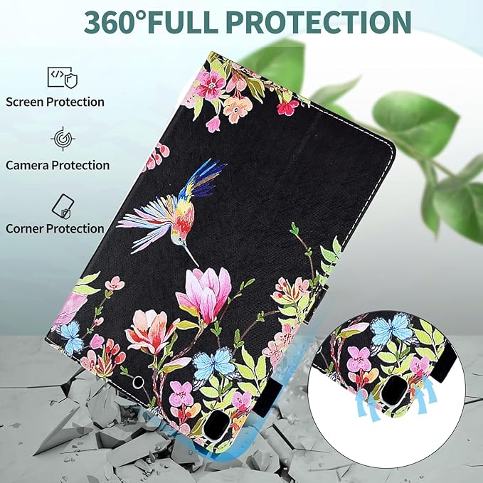 for iPad 9.7 inch Case iPad 6th/5th Generation Case 2018 2017, PU Leather Folio Stand Cute Cover for iPad 9.7 inch/iPad Pro 9.7/iPad Air 2/iPad Air 1, Auto Sleep/Wake, Hummingbird