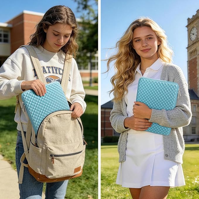 RAINYEAR 15 Inch Laptop Sleeve Diamond Foam Shock Resistant Padded Case Fluffy Lining Cover Carrying Bag Compatible with 15.4" MacBook Pro/Air, Surface Laptop 3/4 15", New XPS 15 Touch (Blue)