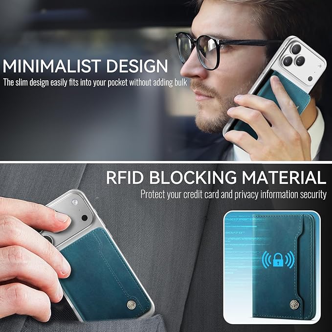 Vinich for MagSafe Wallet Magnetic RFID Blocking Card Holder Compatible with MagSafe Phones and Cases, Strong Magnet Minimalist Phone Wallet for iPhone 17/16/15/14/13/12/Pro/Max/Plus, Vintage Green