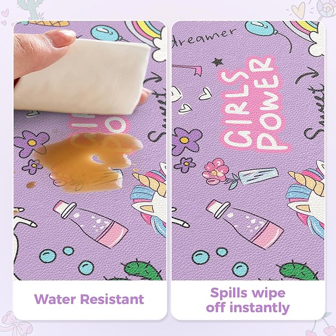 HAOCOO Purple Large Mouse Pad, Cute Leather Desk Matt for Women, Kawaii Desk Decor for Kids, Anti-Slip Rubber Mouse Pad for Girls, Computer Mat for Home Office Accessories