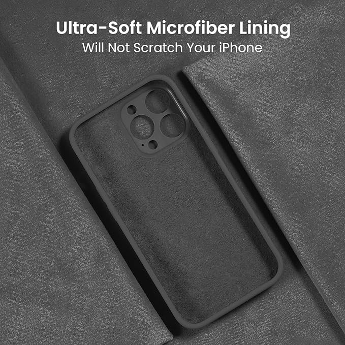 FireNova Designed for iPhone 15 Pro Case, Silicone Upgraded [Camera Protection] Phone Case, Soft Anti-Scratch Microfiber Lining Inside, 6.1 inch, Space Gray