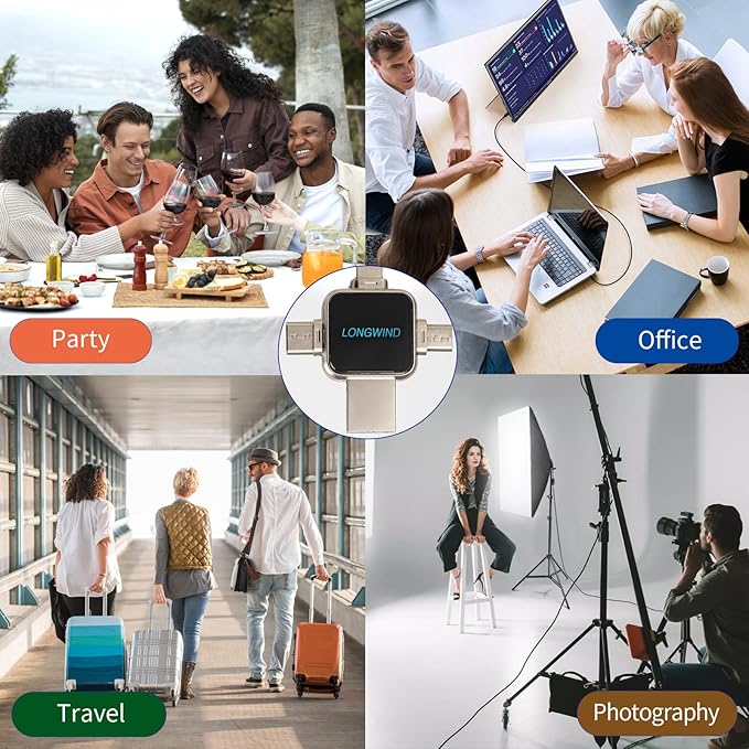 Photo Stick Flash Drive,LONGWIND 512GB USB 3.0 High Speed Thumb Drive,USB Memory Stick Portabl External Easy Backup Photo Storage for Phone/Android/PC/Laptop/Tablet (Silver)
