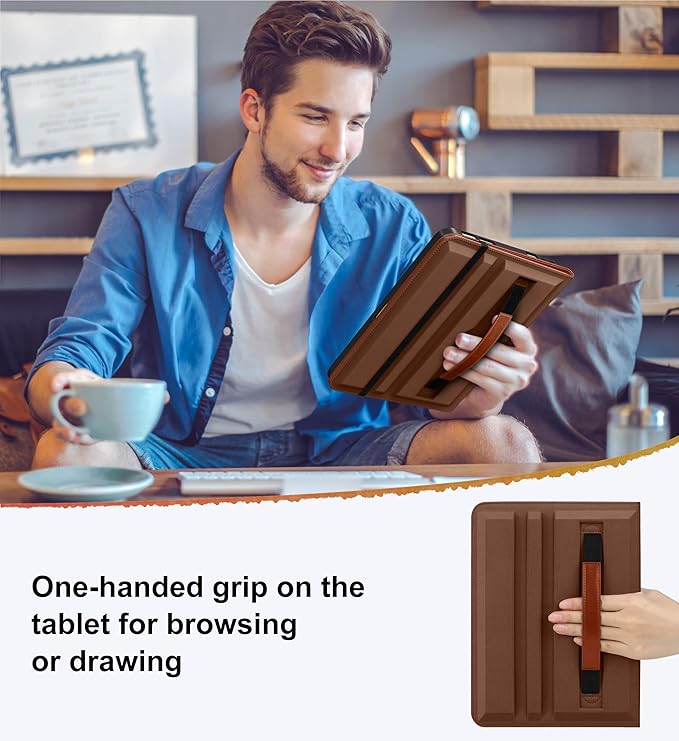 DTTO for iPad mini 7 (A17 Pro) Case, iPad mini 7th / 6th Generation Case (2024/2021), 360 Degree Rotating Premium Leather Folio Stand Cover with Pencil Holder, Brown