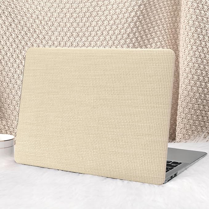 Seorsok Compatible with New MacBook Air 13.6 inch Case M5 M4 M3 M2 2026 2025-2022 Release A3449 A3240 A2681 A3113,Elegant Leather Plastic Hard Shell Case with Keyboard Cover,Khaki No Logo Cutout