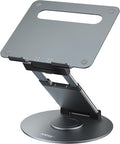 Nulaxy Telescopic 360 Rotating Laptop Stand for Desk Adjustable Height Swivel Pull Out Design Ergonomic Laptop Riser Standing Desk Converter Fits All 10-17" Laptops Computer MacBook, Gray