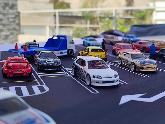 XXL 1/64 Scale Parking Lot Mouse Pad 90x40cm Non-Slip Rollable Desk Mat | Large Diorama Playmat for Hot Wheels, Matchbox, Mini GT, Tarmac, Inno64 and Diecast Car Collectors, Kids and Gamers
