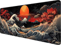 Japanese Waves Gaming Mouse Pad Watercolor Waves Mousepad XL Large Gaming Mouse Pad Laptop Keyboard Mat Desk Pad 31.5"x11.8" Office Home Decor for Women Girl