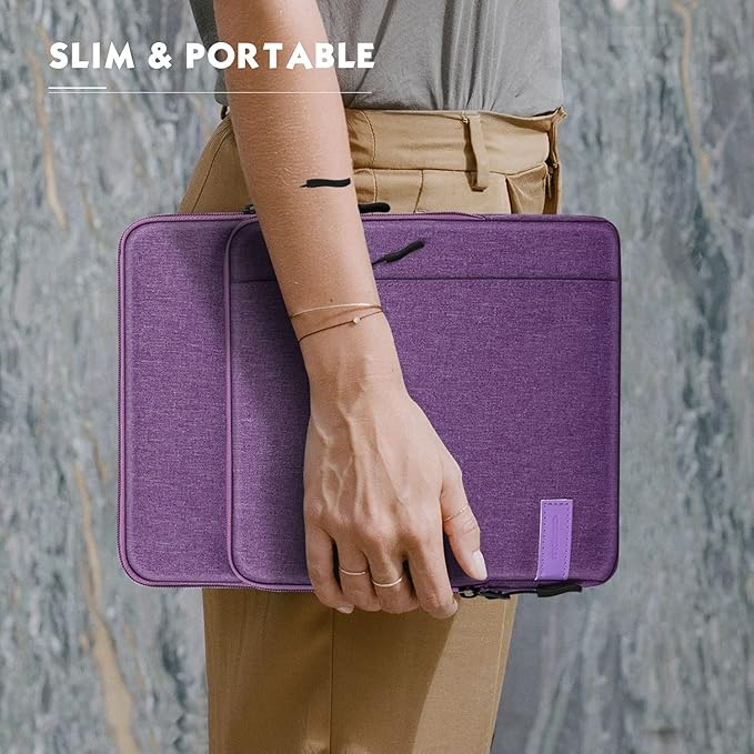MoKo Laptop Sleeve Bag for 13.3-14 Inch, Notebook Carrying Case with Pocket Fits New MacBook Pro M3/M2 14" /13" M2/M1 Pro/M1 Max 14.2 2023-2021/Air 13.6" M2 2022, Surface Pro 9/8 13", Purple