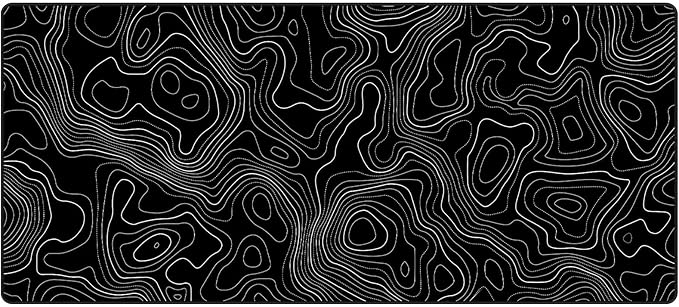 JIALONG Black Topographic Large Gaming Mouse Pad, XXL Mousepad, Big Mouse Mat Desk Pad for Keyboard and Mouse, Gaming Computer Laptop PC Desk Office Accessories
