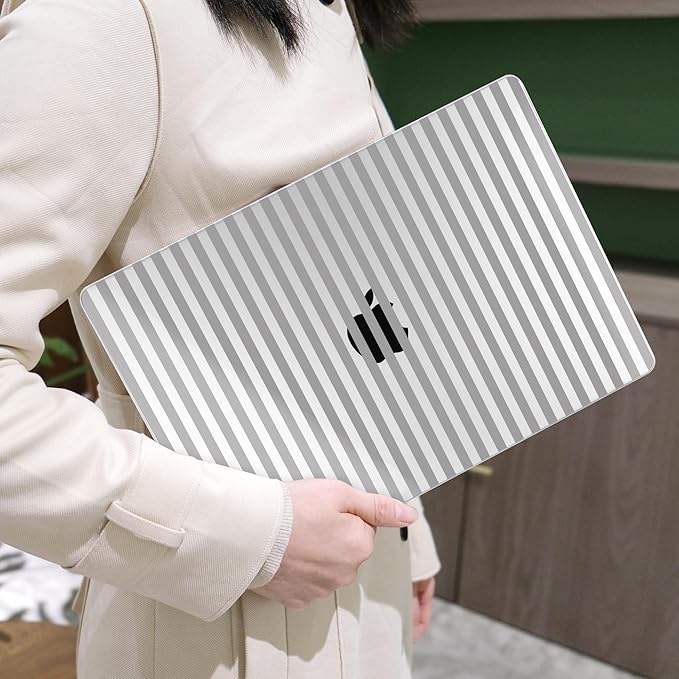 MEEgoodo Case for M5/M4/M3/M2 MacBook Air 15 inch Case 2026 2025 2024 2023, Laptop Shell Fit Model (A3448/A3241/A3114/A2941) for MacBook Air 15.3-inch, Gray Stripes