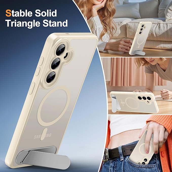 Magnetic for Samsung Galaxy S26+ Plus Case, [Compatible with MagSafe][Full Camera Protection][Built-in Invisible Kickstand] Translucent Matte Phone Case for S26 Plus 6.7" - White