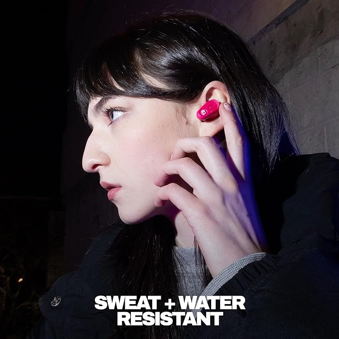 Skullcandy Method 360 ANC Wireless Earbuds, Sound by Bose, Bluetooth Headphones, Premium Noise Cancelling, Up to 40 Hrs Battery, Sweat and Water Resistant, Microphone for iPhone Android - Crazy Pink