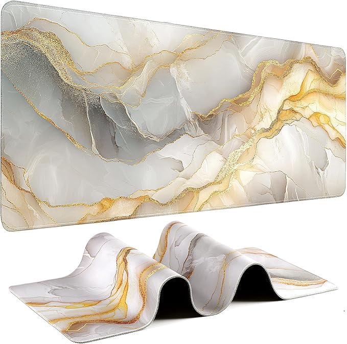 Gaming Mouse Pad - (31.5"×11.8") Marble Large Mouse Pads for Desk - Desk Mat for Keyboard and Mouse with Non-Slip Base, Desks Pad Matfor Game/Office & Home