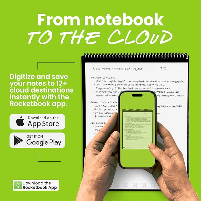 Rocketbook Flip - with 1 Pilot Frixion Pen & 1 Microfiber Cloth Included - Gray Cover, Executive Size (6" x 8.8")
