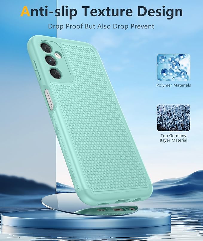 FNTCASE for Samsung Galaxy A14 5G Case: Dual Layer Protective Heavy Duty Cell Phone Cover Shockproof Rugged with Non Slip Textured Back - Military Protection Bumper Tough - 2023, 6.6inch (Mint Green)