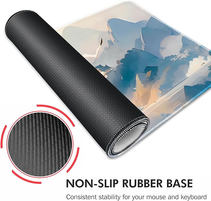 Galdas Gaming Mouse Pad XXL XL Large Long Extended Big Mousepad Non-Slip Rubber Keyboard Mouse Pad with Stitched Edges for Laptop Home Office (31.5x11.8x0.08 Inch) -Cloud Scenery