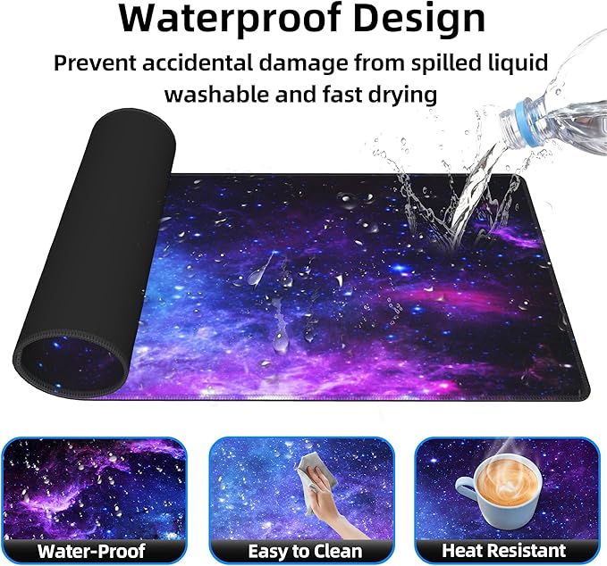 Bzu Galaxy Print Extended Big Mouse Pad Large,XL Gaming Mouse Pad Desk Pad,31.5x11.8inch Long Computer Keyboard Mouse Mat Mousepad with 3mm Non-Slip Base and Stitched Edge for Home Office Work
