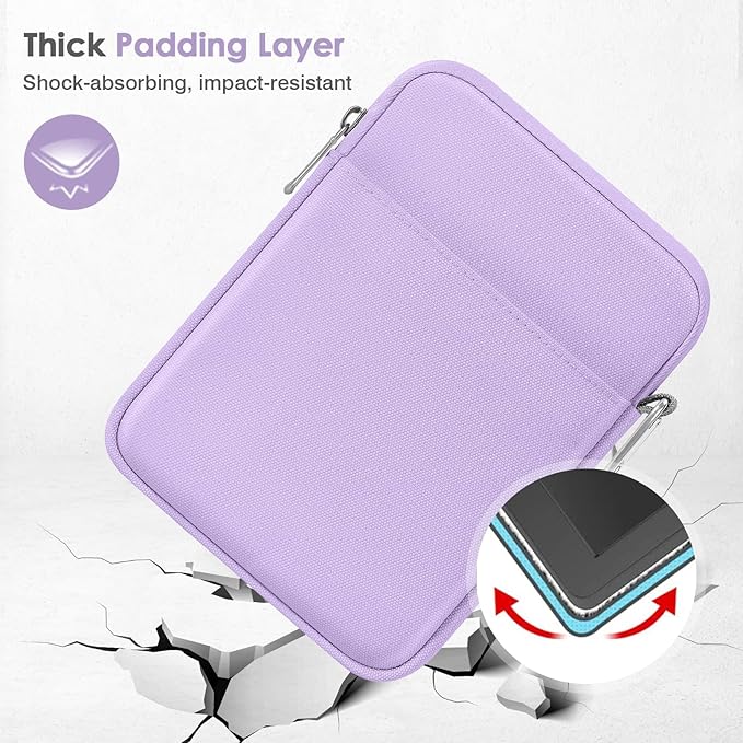 MoKo Padded Ereader Sleeve Case for 6-7 inch Tablet Bag, Compatible with 7" eReader Colorsoft Signature Edition 2024, 6" Kobo, 6" Nook, Lilac