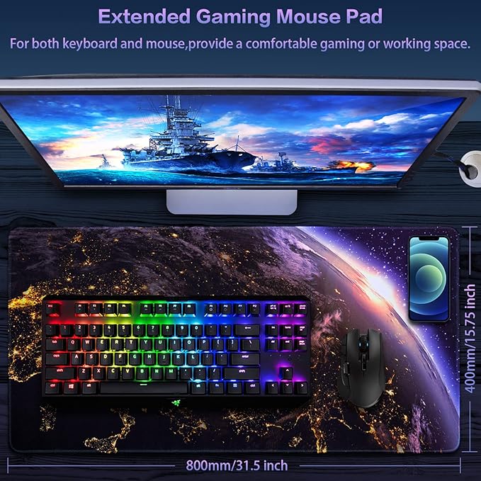 Canjoy Gaming Mouse Pad, Large Extended Mouse Pad Big Computer Mousepad for Home Office Gaming Work 31.5x15.7inch