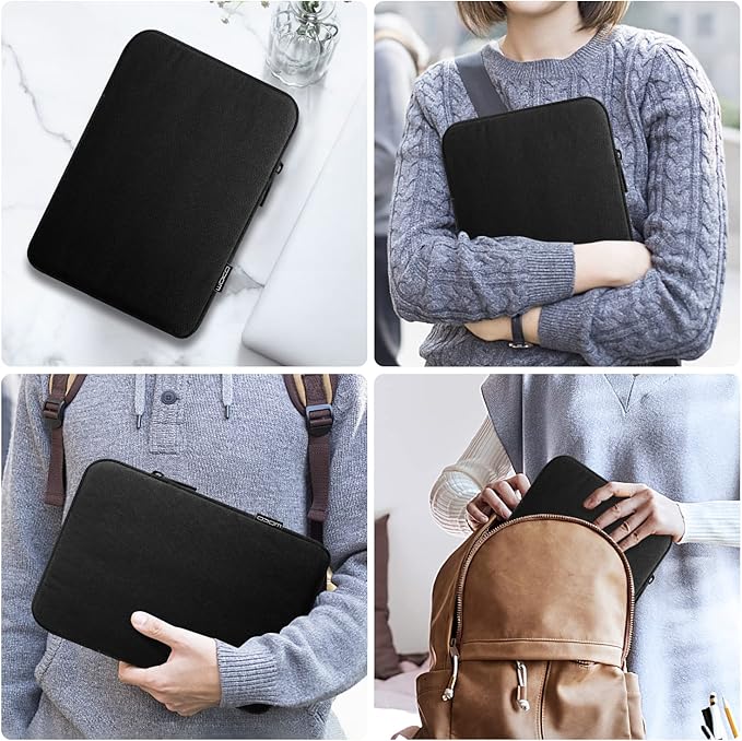 MoKo 9-11 Inch Tablet Sleeve Bag Carrying Case Fits New 11inch iPad Air M4, iPad A16 2025, iPad Pro 11 M4, Air 5/4/3, iPad 10/9/8th Gen, Tab S8/S9 11", Tablet Carrying Case, Black | Black