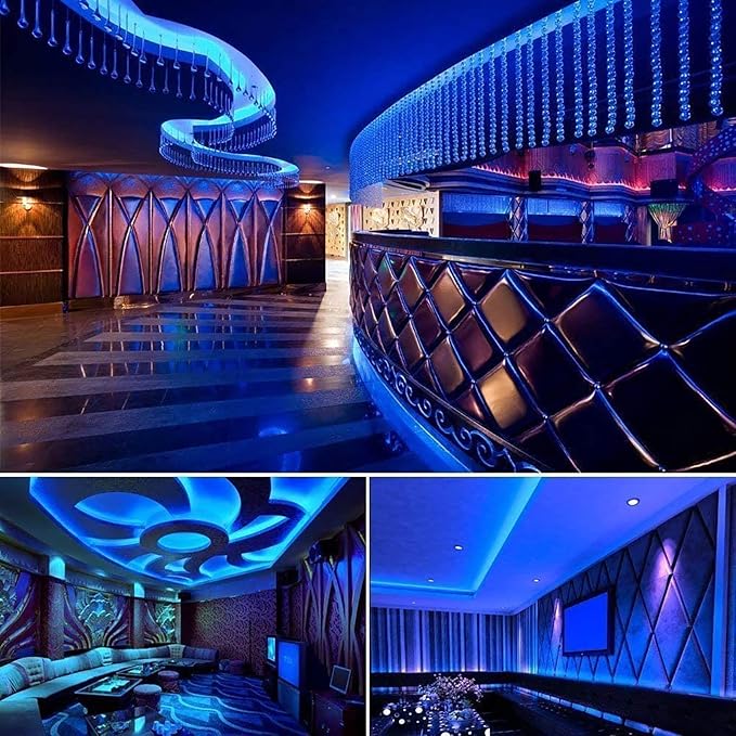 24V 32.8ft(10M) Blue LED Strip Light 1200LEDs 2835 SMD 90W High Brightness No-Waterproof IP20 Flexible Ribbon for Kitchen Garden Backyard Hallways Stairs Decoration Lighting(No Power Supply)