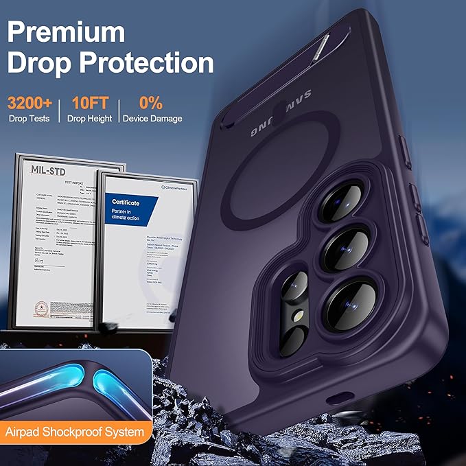 Magnetic for Samsung Galaxy S26 Case, [Compatible with MagSafe][Full Camera Protection][Built-in Invisible Kickstand] Translucent Matte Phone Case for S26 6.3" - Purple