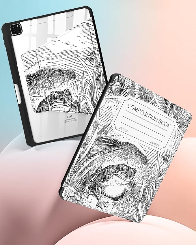 Uppuppy for iPad Air 11 inch Case, Air 5th/4th Generation 10.9, Pro 11'' Case Women Girls for Apple Pencil Holder Cute Frog Rotating Folio Cover for iPad Air 11 2024 (M2), 10.9 2022 2020, Pro 11