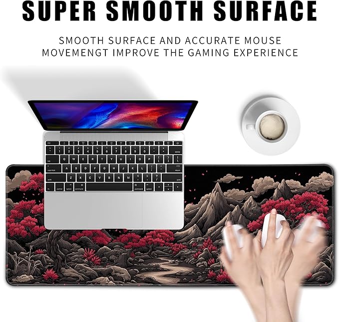 Desk Pad Mouse Pad Gaming Moon Large Mat for Computer Pc Laptop Office Decor for Men, Cute Mouse Keyboard Pad Stitched Edges Non-Slip Rubber Mat Desk Pad, 31.5x11.8 in