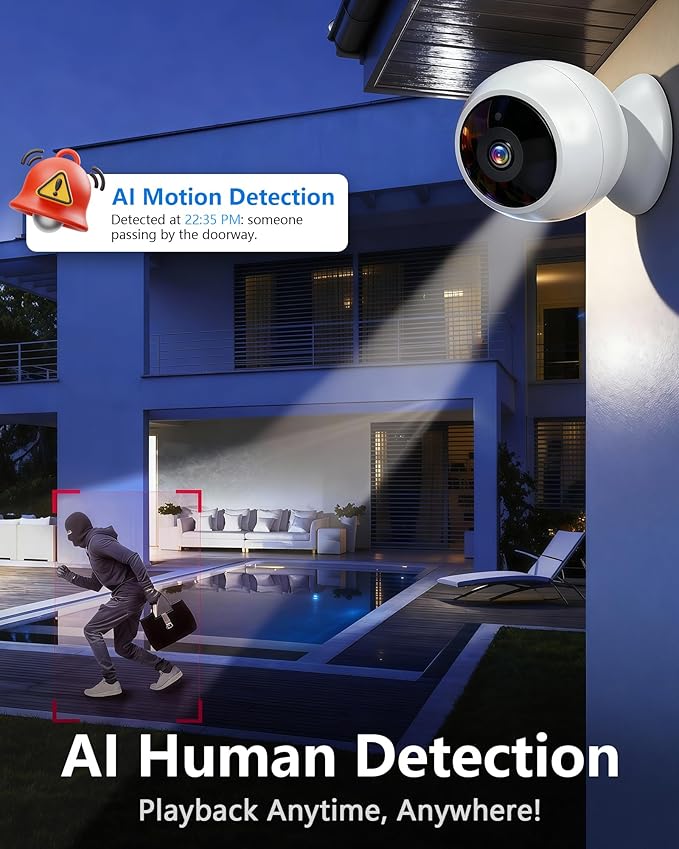 AMTIFO Security Cameras Wireless Outdoor Magnetic: Install-Free Smart Indoor 2K WiFi - Long Battery Life Powered Wireless Cameras for Home Security with AI Motion Detection