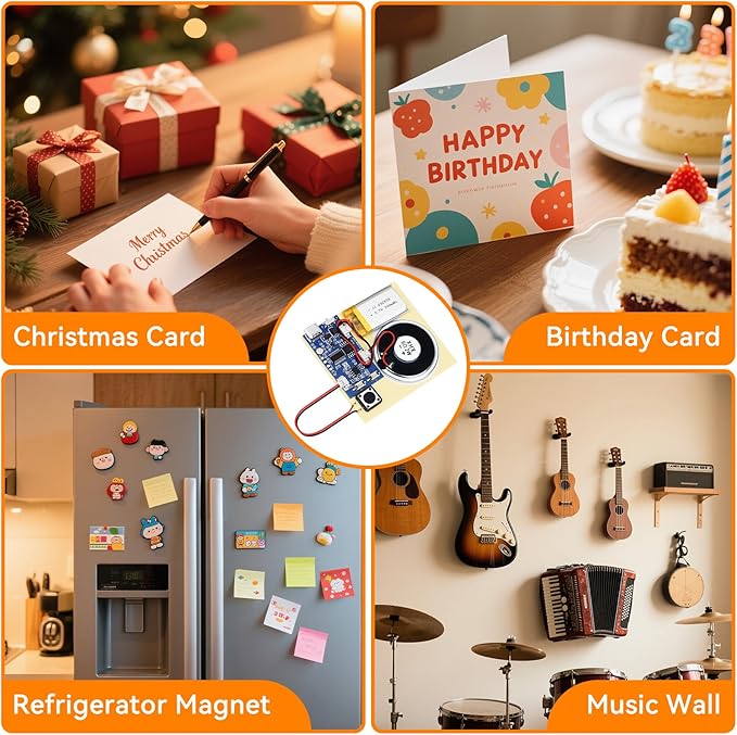 2PCS Sound Recorder Module DIY Music Voice Recording Module Chip with Speaker,Type-C Cable,Easy Recording Capability16 Minutes Music for Personalized Greetings, Holiday Crafts Cards with Manual