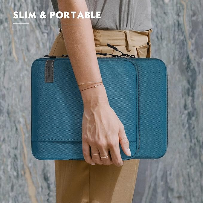 MoKo 10-13 Inch Tablet Sleeve Bag Carrying Case with Pockets Fits New 13-inch iPad Air M4 2026 & Pro M5,Pro 12.9/11,iPad 10th/Air 5/4th 10.9,i-Pad 7/8/9th 10.2, Galaxy Tab S8+/S9+ 12.4, Peacock Blue
