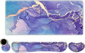 DINKY Keyboard Mouse Pad Set, Large Gaming Mousepad + Memory Foam Ergonomic Keyboard Wrist Rest Support, Easy Typing Pain Relief, 4Pcs (35.4" x 15.7") Extended Desk Mat-Modern Purple Marble