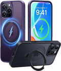 CASEKOO Ultra-Magnetic Stand for iPhone 16 Pro Case [Military Drop Protection] [Compatible with MagSafe] Shockproof Translucent Matte Slim Ring Holder Case for iPhone 16 Pro 6.3", Purple