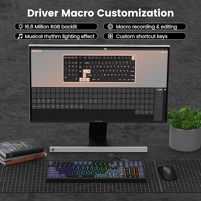 Womier Wireless Gaming Keyboard, Mechanical Keyboard, 98% Creamy Keyboard RGB Backlit with Number Pad and Volume Knob, BT5.0/2.4GHz/USB-C Mode, Hot Swappable Custom Keyboard with Linear Switches