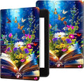 for 6" All-New Kindle Paperwhite 4 10th Generation (Model No. PQ94WIF) E-Reader Case, Slim Kickstand Stand Leather Smart Cover with Auto Wake/Sleep, Book Flower