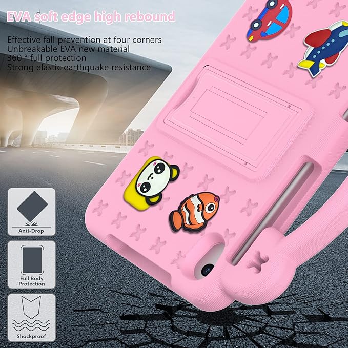 Kids Case Compatible with Samsung Galaxy Tab A 8.4 Inch 2020 SM-T307/SM-T307U, Shockproof Lightweight EVA Protective Sleeves with Stand & Handle - Pink