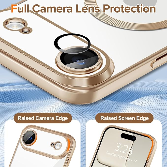 Hython Magnetic Clear for iPhone Air Case with Camera Lens Protector [Compatible with MagSafe] Luxury Plating Edge Slim Soft TPU Cover Protective Phone Case for iPhone Air 6.5", Matte Desert Brown