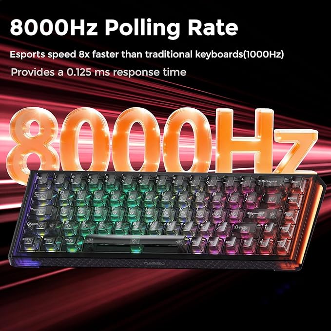 DAREU COOL68 60% Wired Gaming Keyboard, Rapid Trigger Magnetic Switch Keyboard with 8000Hz Polling Rate, Adjustable Actuation, 0.1ms Latency, Gasket Mount, Hot swappable, RGB Light