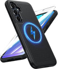 FNTCASE for Galaxy A35-5G Phone Case - Samsung A35 5G Magnetic Cover [Fit for Magsafe] with Screen Protector, Anti-Slip Textured, TPU+PC Dual Layer Shockproof, Military Grade Drop Protection (Black)