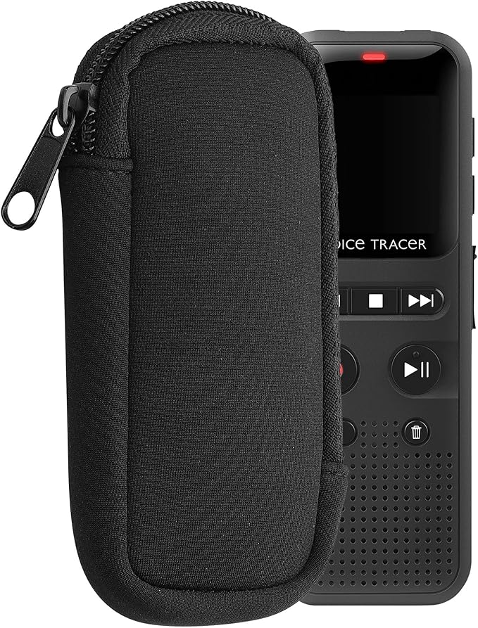 kwmobile Neoprene Voice Recorder Case Compatible with Universal Voice Recorder - Inside Size 4.5 x 1.8 inches (11.5 x 4.5 cm) - Black