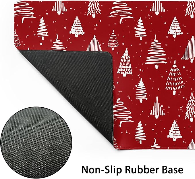 Red Christmas Mouse Pad Christmas Tree Xmas Holiday Winter Extended Desk Mat 80X30 cm Non-Slip Rubber Base Stitched Edge Large XL Mousepad for Desk Gaming Laptop Desktop,31.5×11.8 Inch